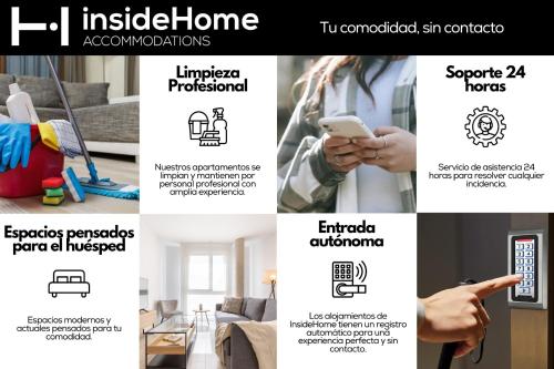 un collage de fotos de una persona con teléfono celular en INSIDEHOME Apartments - Val Central, en Valladolid