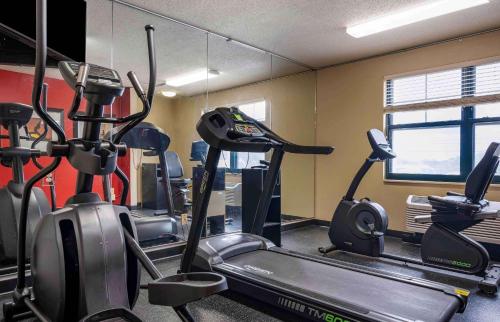 a gym with two tread machines and a treadmill at Extended Stay America Suites - Pittsburgh - West Mifflin in Willock