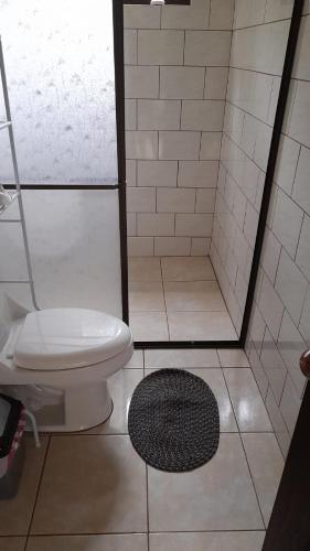 La petite salle de bains est pourvue d'une douche et de toilettes. dans l'établissement Apartment, Santa Cruz, Buenos Aires, Costa Rica, à Buenos Aires