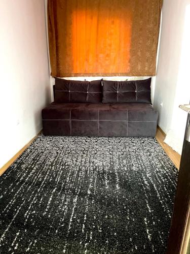 - un canapé dans une chambre avec un tapis au sol dans l'établissement Casa Privata, à Râșnov