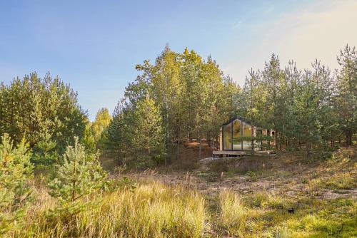 une maison au milieu d'une forêt dans l'établissement Forestic Lietuva, 