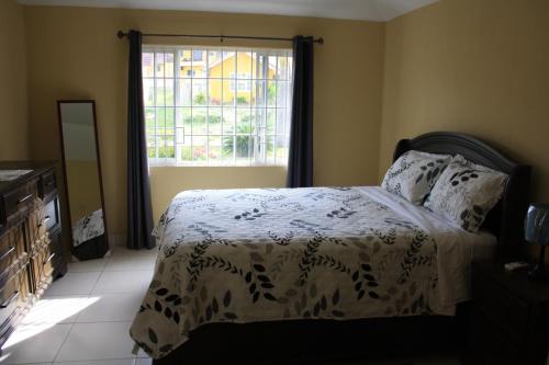 a bedroom with a bed and a window at Soleil Hartland Palms in Priory