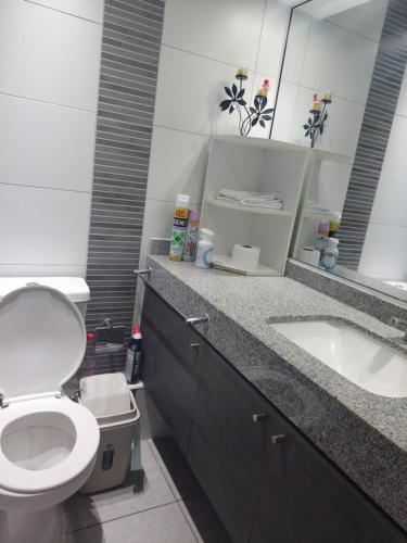 a bathroom with a toilet and a sink at MATIZ CAVANCHA in Iquique