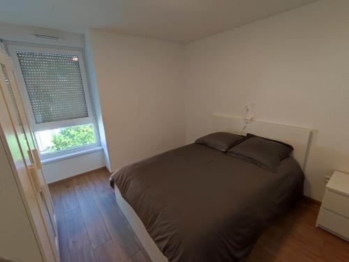 une chambre avec un grand lit et une fenêtre dans l'établissement chez Paul WILMOUTH, à Strasbourg