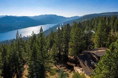 an aerial view of a lake and trees at Mountain & Lake-View Delight in Truckee