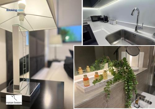 un collage de fotos de una cocina y un fregadero en Esmae Homes, en Milton Keynes