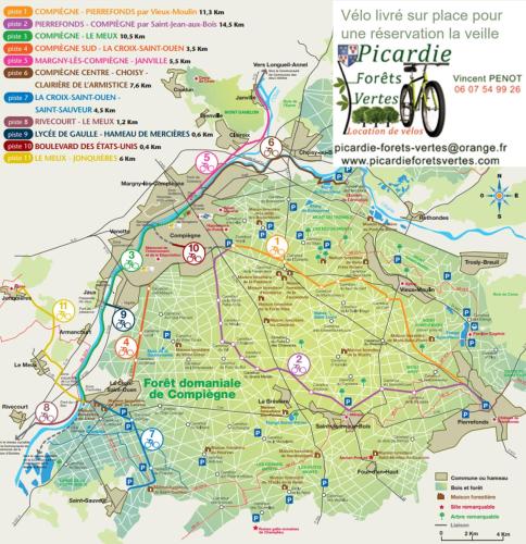 a map of the city of paris with attractions at Chambre Songe dans maison au calme in Compiègne