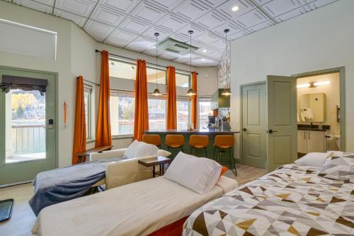 a hospital room with two beds and a table at Mtn and Lake Views Chic Keystone Studio in Keystone