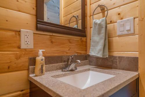 a bathroom with a sink and a mirror at The Alaskan Dream Lodge in Fairbanks