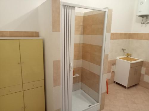 a shower stall in a bathroom with a sink at Appartamento Giglio in Trapani