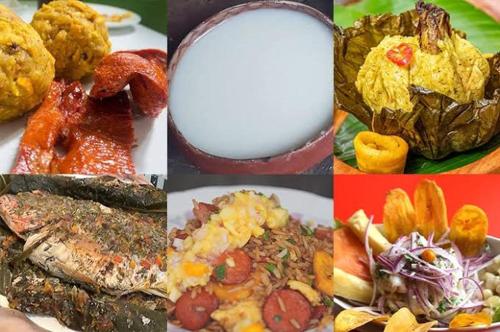 een collage van foto's van verschillende soorten voedsel bij El Silencio Tiktoker in Tarapoto