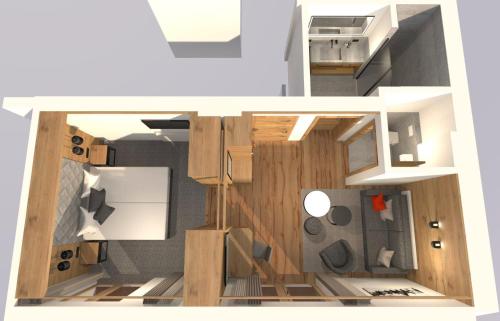 a 3d rendering of a tiny house at Hotel Gletscherblick in Sankt Anton am Arlberg