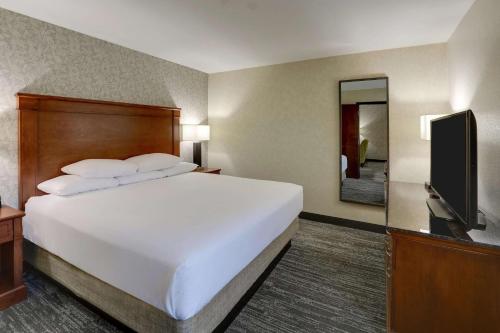 a hotel room with a large bed and a television at Drury Inn & Suites Atlanta Marietta in Marietta