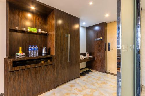 Kuchyň nebo kuchyňský kout v ubytování Lavender Apartment Branch