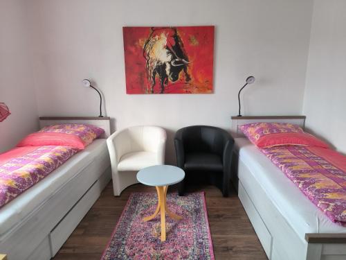 Katil atau katil-katil dalam bilik di Ferienwohnung-Alb