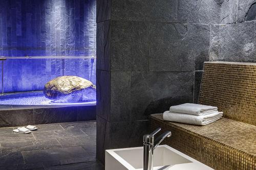 ein Badezimmer mit einer Badewanne mit einer Schildkröte im Wasser in der Unterkunft Dorint Parkhotel Meißen in Meißen