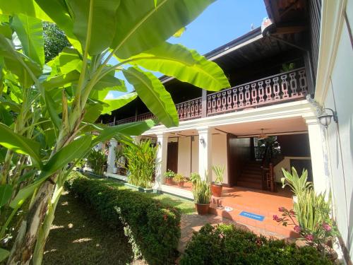 um pátio de uma casa com plantas em Luang Prabang Residence & Travel em Luang Prabang