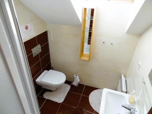 uma pequena casa de banho com WC e lavatório em Zrub Alpinus em Pribylina