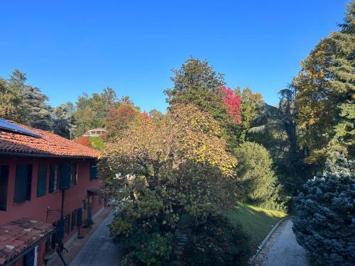 a tree in the middle of a yard next to a house at VILLA ADRIANA in Bra
