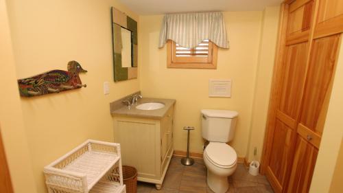 a bathroom with a toilet and a sink at Oceanside, Ocean and Sound Views, Sun Decks, Rec Rm, SEA12, Farrview in Duck