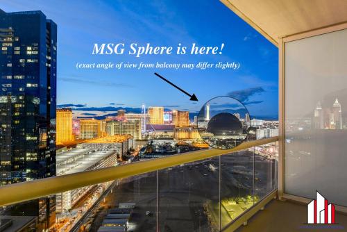 a view of a city from an office window at MGM Signature-33-805 F1 Track & Strip View Balcony in Las Vegas