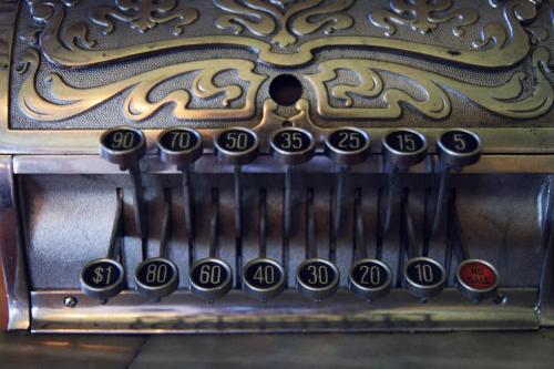 a close up of an old manual typewriter at Balch Hotel in Dufur