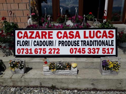 a sign for a calzone casa luzias flower at Casa Lucas in Bradu