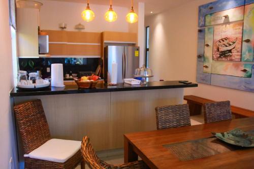 Dapur atau dapur kecil di Kalimnos ocean view apartment