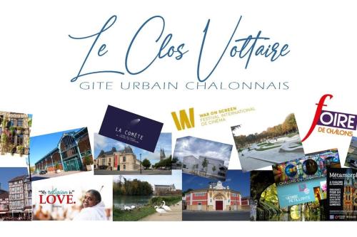 a collage of pictures of cities and organizations at Le Clos Voltaire in Chalons en Champagne