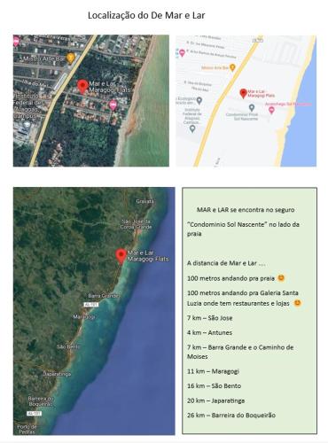a screenshot of a webpage with a map of a river at Mar e Lar in Maragogi