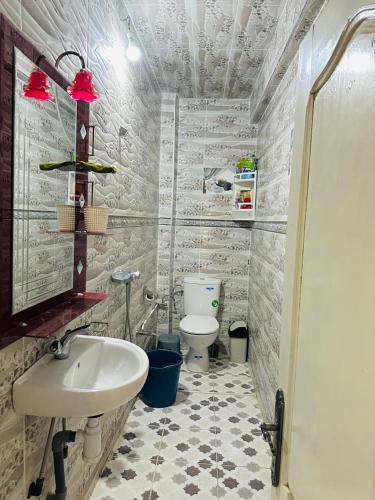 a bathroom with a sink and a toilet at appartement Ocean in Tamraght Ouzdar