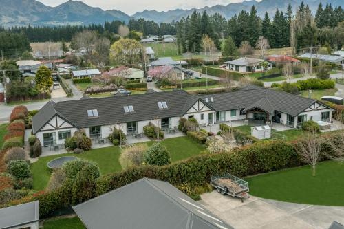 an aerial view of a large house at Hanmer Apartments in Hanmer Springs