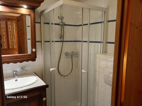 a bathroom with a shower and a sink at Appartement Les Arcs 1800, 4 pièces, 8 personnes - FR-1-411-909 in Bourg-Saint-Maurice