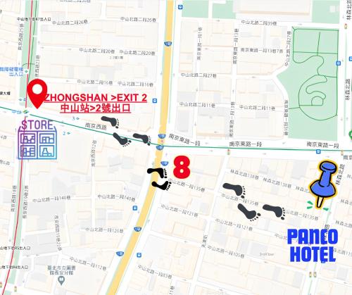 a map of the hossein east hotel at 盤古捷旅 - Panco Hotel in Taipei