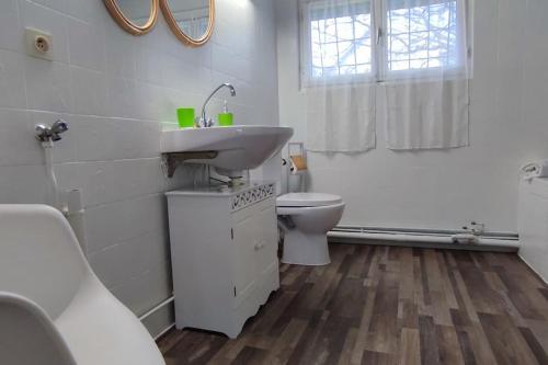 y baño con lavabo y aseo. en Maisonnette 2/4 Pers-Jardin-Calme-Parking gratuit, en Billère
