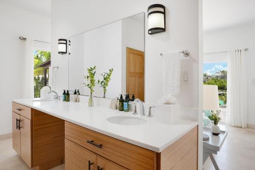 La salle de bains est pourvue d'un lavabo et d'un grand miroir. dans l'établissement Byculla Villa, à Long Bay Hills