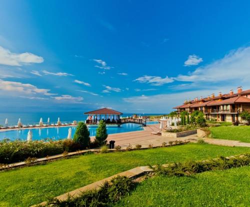 a view of the water and a dock at Sozopol Созопол- SOZOPOLIS -MORE SUN 2А- in Sozopol