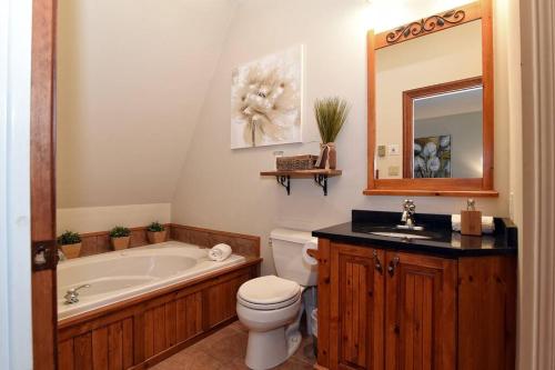 a bathroom with a tub and a toilet and a sink at Plateau B - Mont-Tremblant in Mont-Tremblant