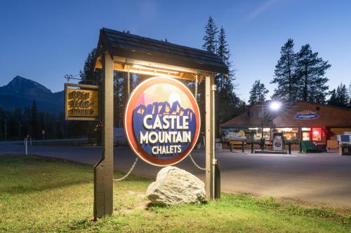 a sign for a mountain castle mountain churium at Castle Mountain Chalets in Castle Junction