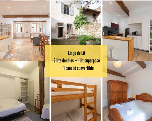 a collage of photos of a house at Cabana & Le Grand Historique - Centre-Ville in Cluny