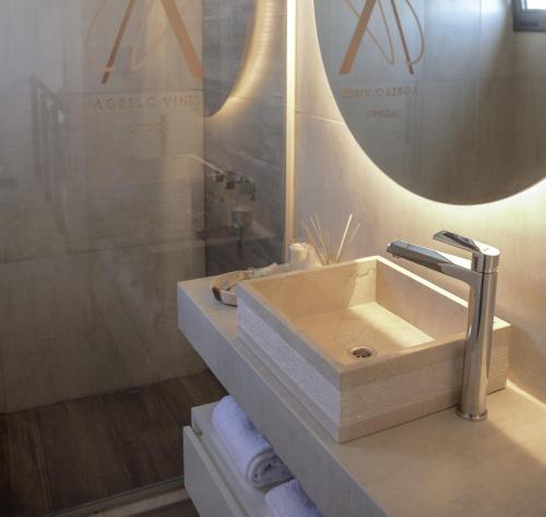 uma casa de banho com um lavatório e um espelho em Agrelo Vines Lodge em Agrelo