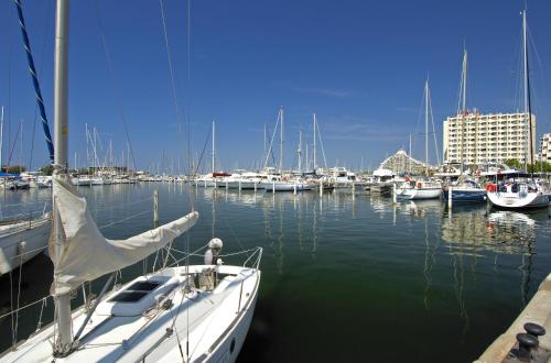 a bunch of boats are docked in a marina at Residence Residéal La Grande Motte in La Grande-Motte
