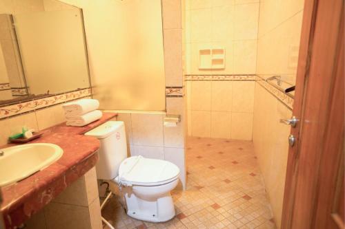 un baño con inodoro y lavabo en Hotel Cianjur Cipanas, en Pasakon 1