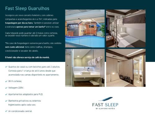 a collage of four pictures of a bathroom and a bedroom at FAST SLEEP Guarulhos by Slaviero Hotéis in Guarulhos