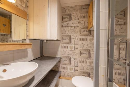 a bathroom with a sink and a toilet at Studio Les Saisies in Hauteluce