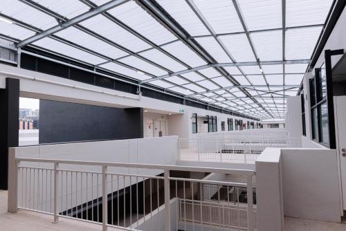 a large building with a large glass ceiling at Glorystar The Millennial Umhlanga in Durban