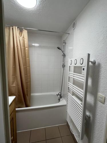 a bathroom with a bath tub and a shower at L'Épicéa - Praz in Praz-sur-Arly