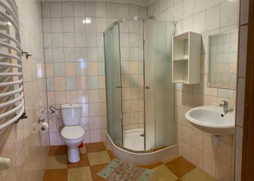 Koupelna v ubytování Apartamenty Jakob