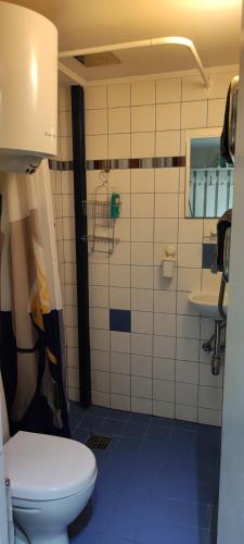 La salle de bains est pourvue de toilettes et d'un lavabo. dans l'établissement Radioloft-430, à Vilnius