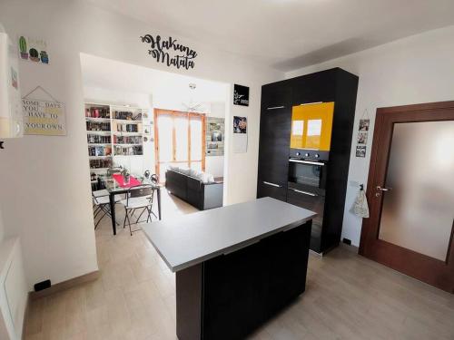 uma cozinha e sala de estar com bancada em "Margherita" Alloggio Intero a Pontassieve Vicino Firenze em Pontassieve